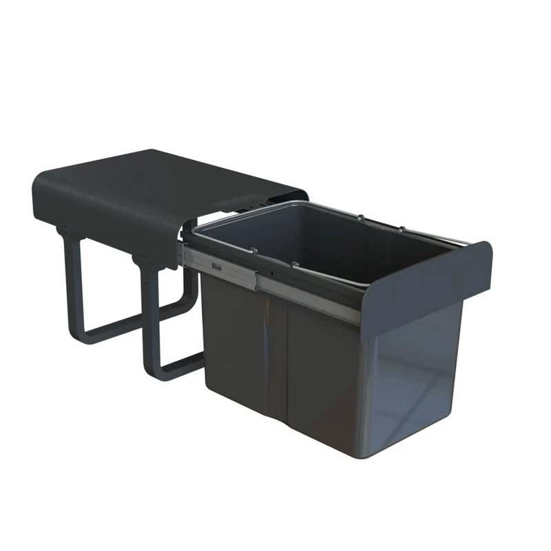 Poubelle 1 bac 34 L pour meuble de 400 mm, noir mat