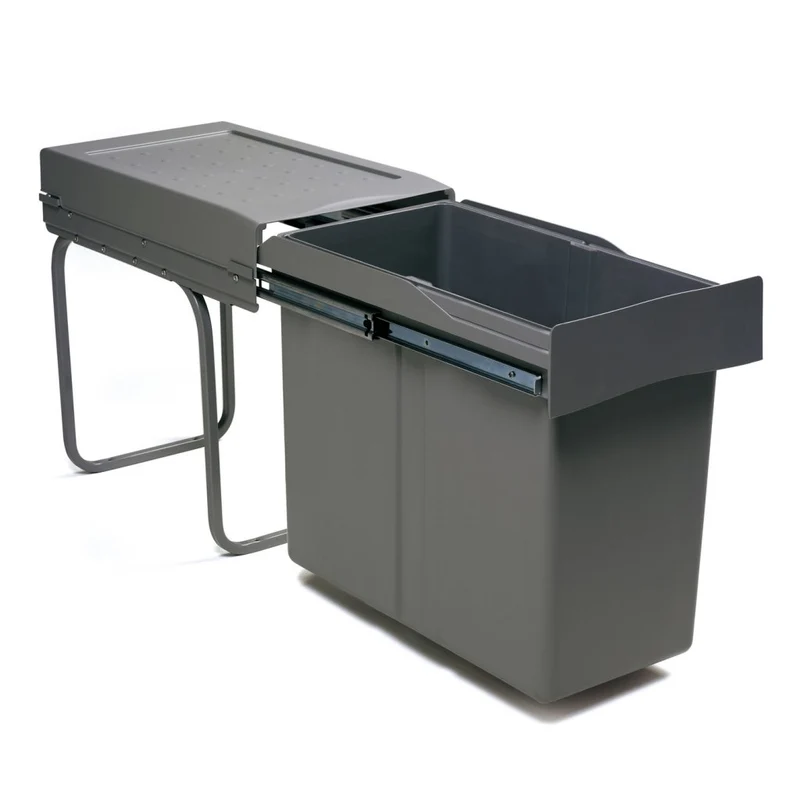 Poubelle 1 bac 30 L pour meuble de 300 mm, gris orion