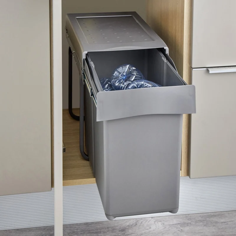 Poubelle 1 bac 30 L pour meuble de 300 mm, gris orion