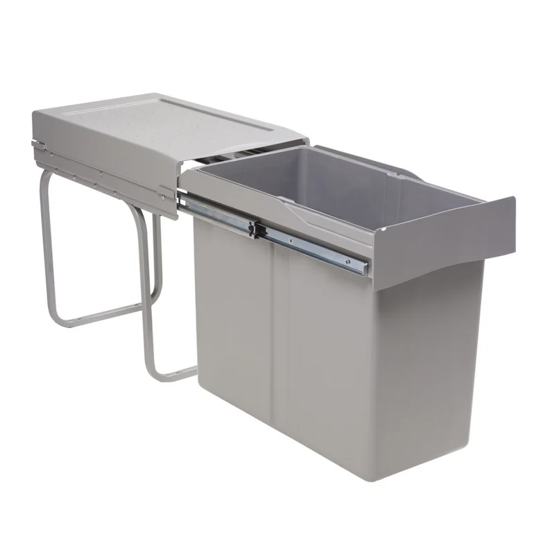 Poubelle 1 bac 30 L pour meuble de 300 mm, gris