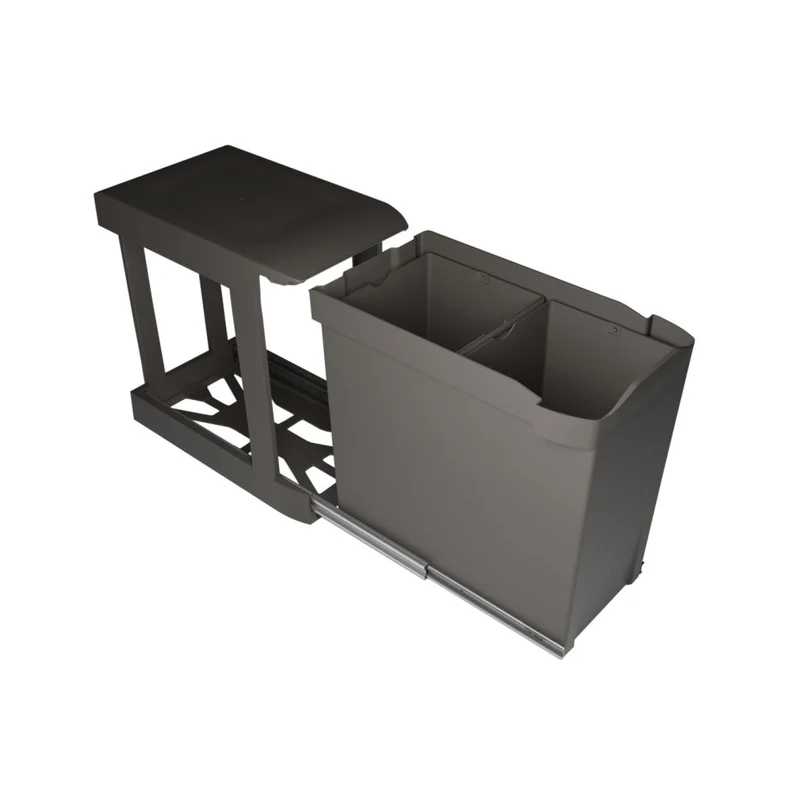Poubelle tri 2 bacs 28 L pour meuble de 400 mm, ouverture automatique