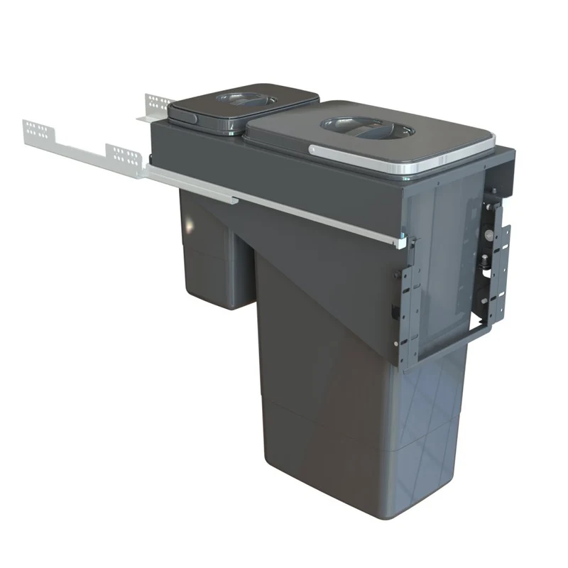 Poubelle tri 2 bacs 33 L pour meuble de 300 mm, SOFT