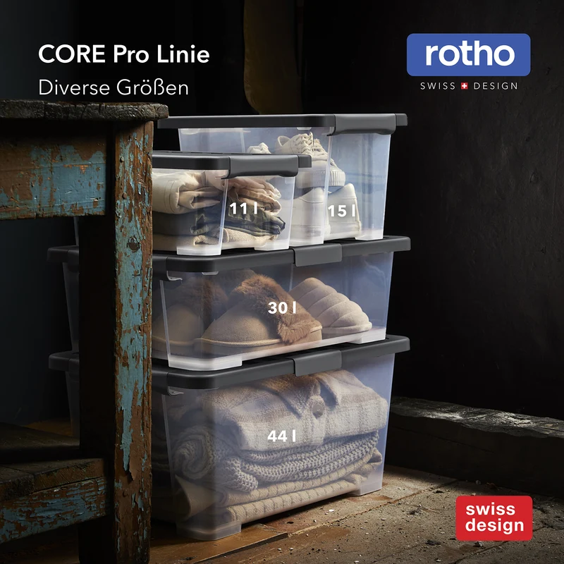 Set Boxen mit Deckel 65 l, 4 tlg. CORE PRO