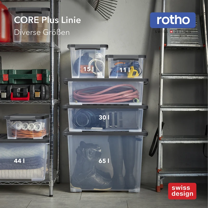 Boxen Set mit Deckel 15 l, 4 tlg. CORE PLUS