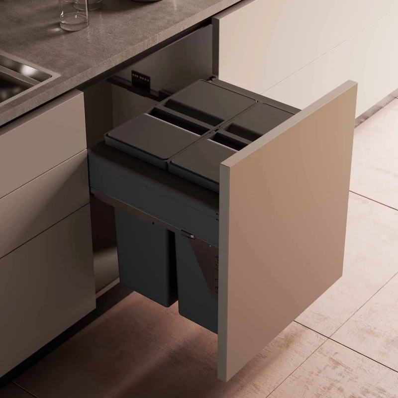 Poubelle grande capacité 2 seaux 80 L pour meuble de 600 mm