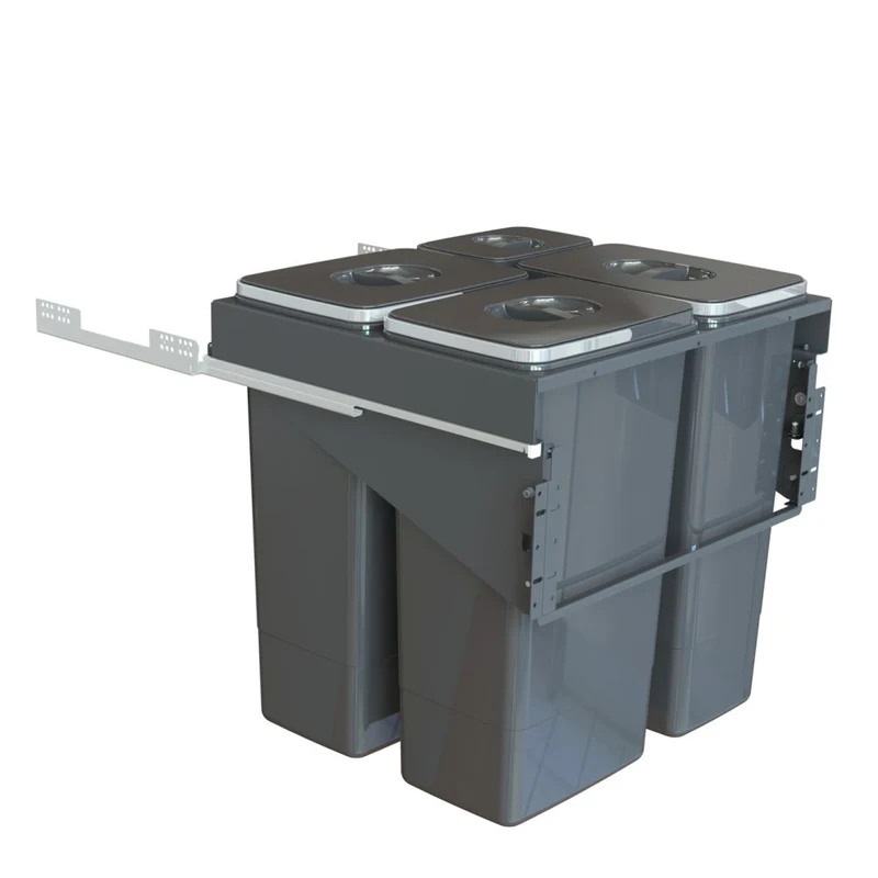 Poubelle coulissante 4 seaux 85 L pour meuble de 600 mm