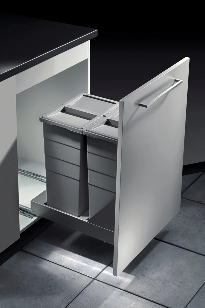 Poubelle coulissante 2 seaux 58 L pour meuble de 400 mm