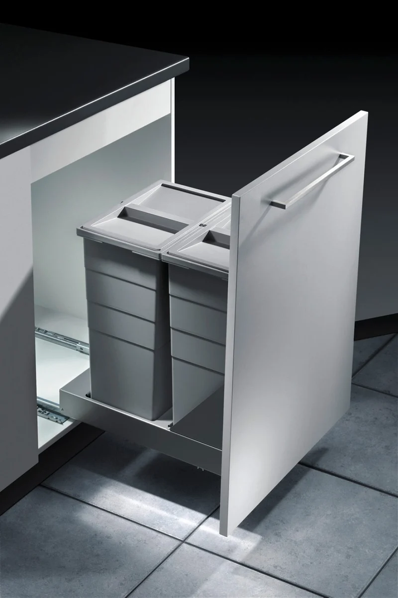 Poubelle coulissante 2 seaux 58 L pour meuble de 400 mm