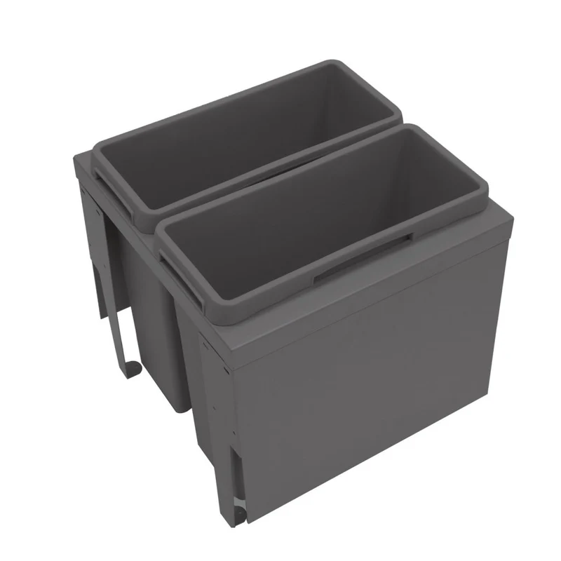 Poubelle pour tiroir 2 bacs 56 L, meuble de 600 mm, couvercle fixe