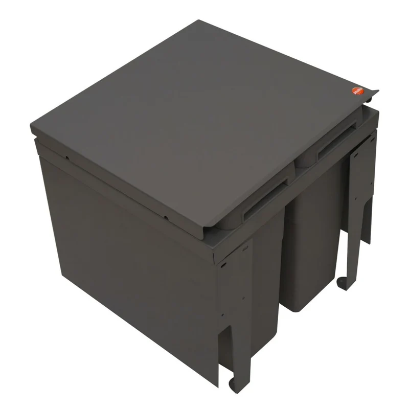 Poubelle pour tiroir 2 bacs 56 L, meuble de 600 mm, couvercle fixe