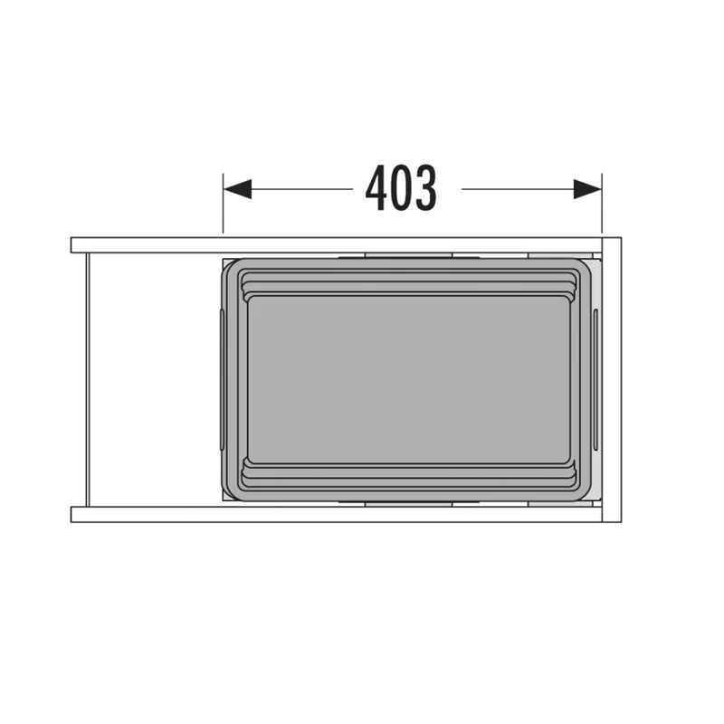 Poubelle coulissante 1 bac 30 L pour meuble de 300 mm, couvercle coulissant