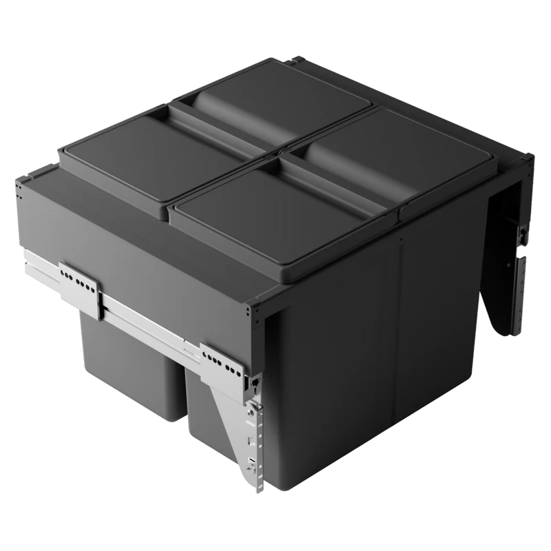 Poubelle de tri 2 bacs 60 L pour meuble de 600 mm (fermeture SOFT)