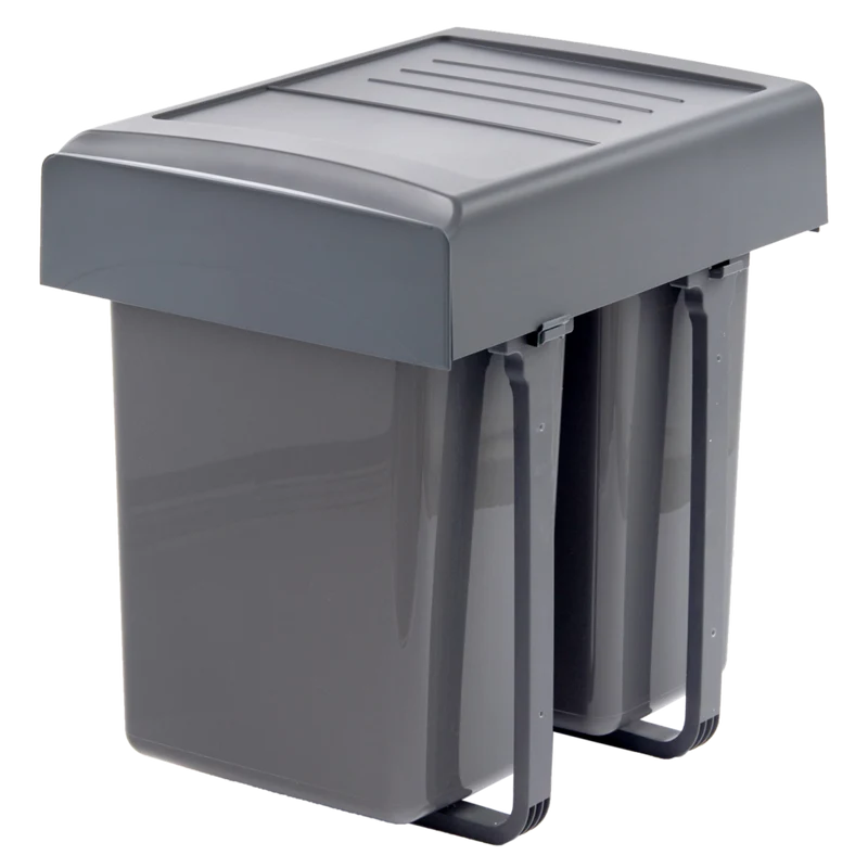 Poubelle de tri 2 bacs 40 L pour meuble de 400 mm (fermeture SOFT)