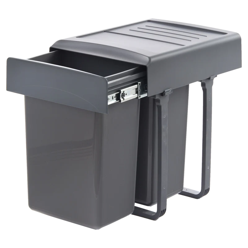 Poubelle de tri 2 bacs 40 L pour meuble de 400 mm (fermeture SOFT)