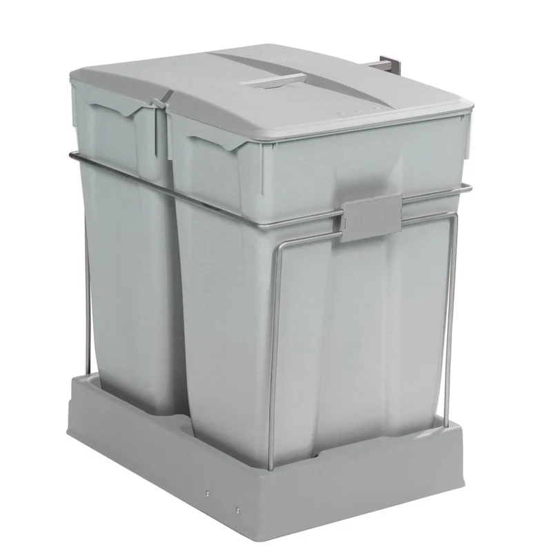 Poubelle de tri 2 bacs 60 L pour meuble de 450 mm