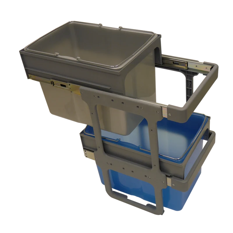 Poubelle de tri 2 bacs 68 L pour meuble de 400 mm