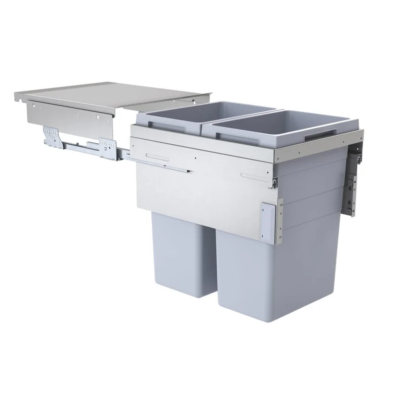 Poubelle coulissante 2 bacs 76 L pour meuble de 450 mm