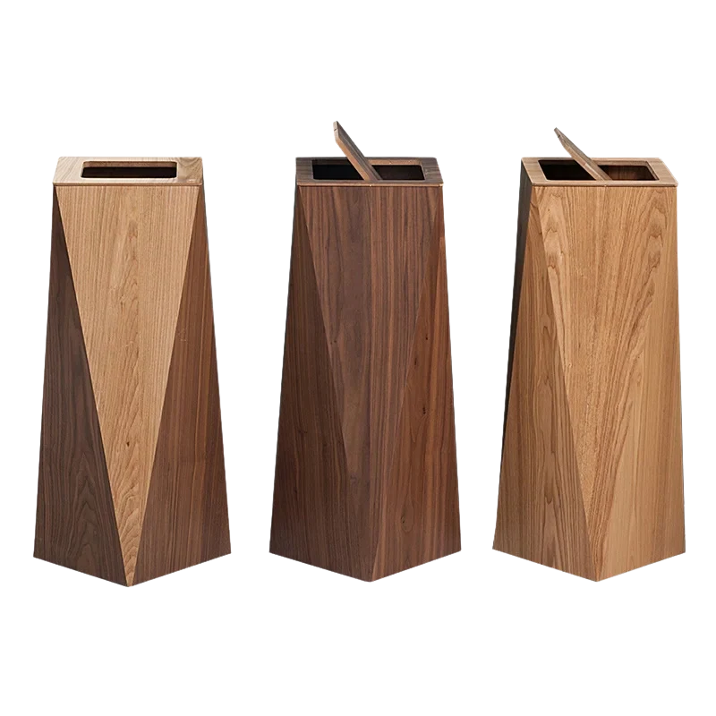 Poubelle Créative Diamant en Bois Moderne