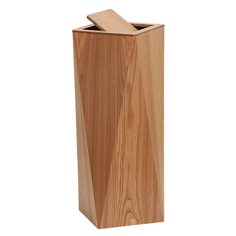 Poubelle Créative Diamant en Bois Moderne