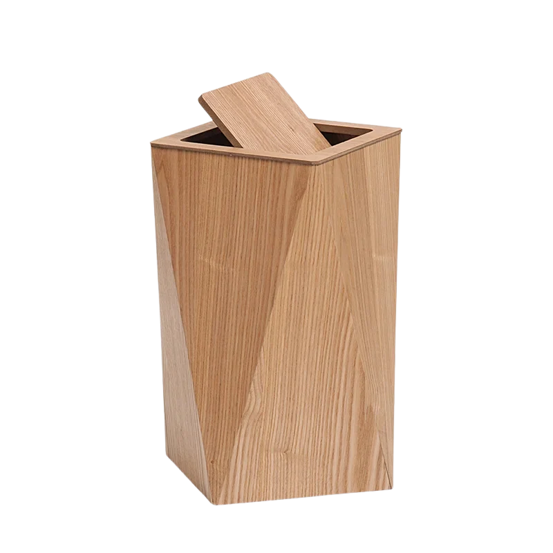 Poubelle Créative Diamant en Bois Moderne