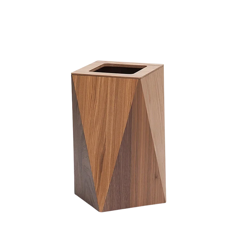 Poubelle Créative Diamant en Bois Moderne
