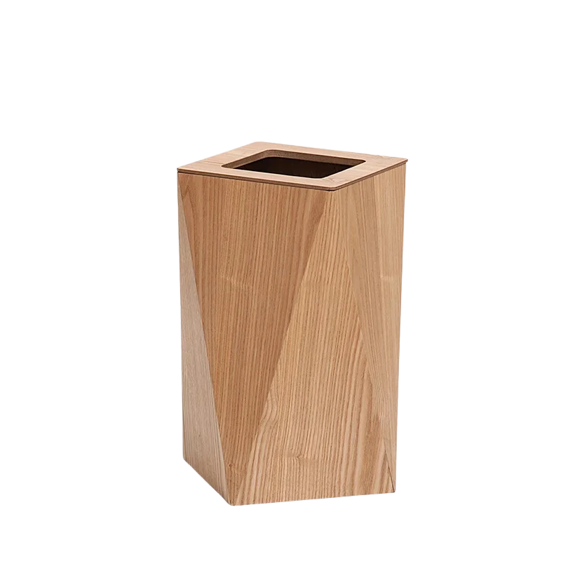 Poubelle Créative Diamant en Bois Moderne