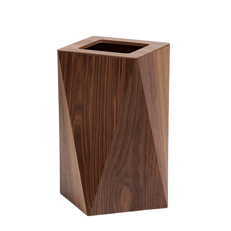 Poubelle Créative Diamant en Bois Moderne