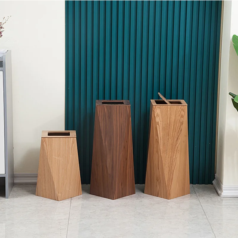 Poubelle Créative Diamant en Bois Moderne