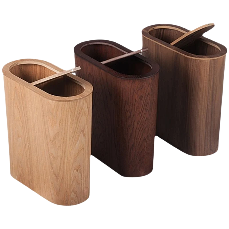 Poubelle en Bois Ovale Moderne