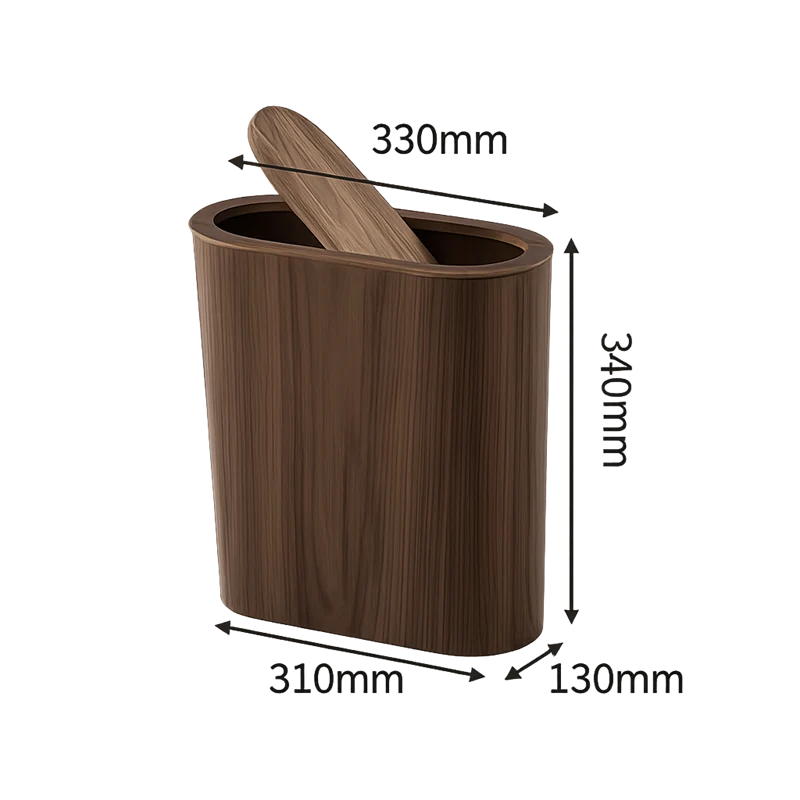 Poubelle en Bois Ovale Moderne
