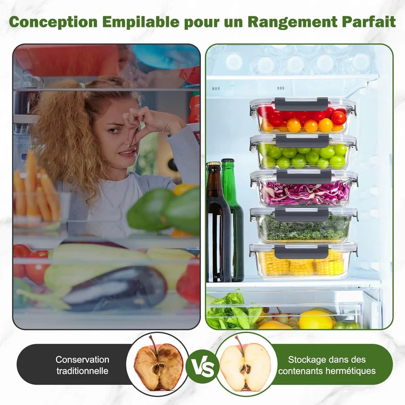 Lot de 12 Lunch Box Verre Réutilisables, Sans BPA