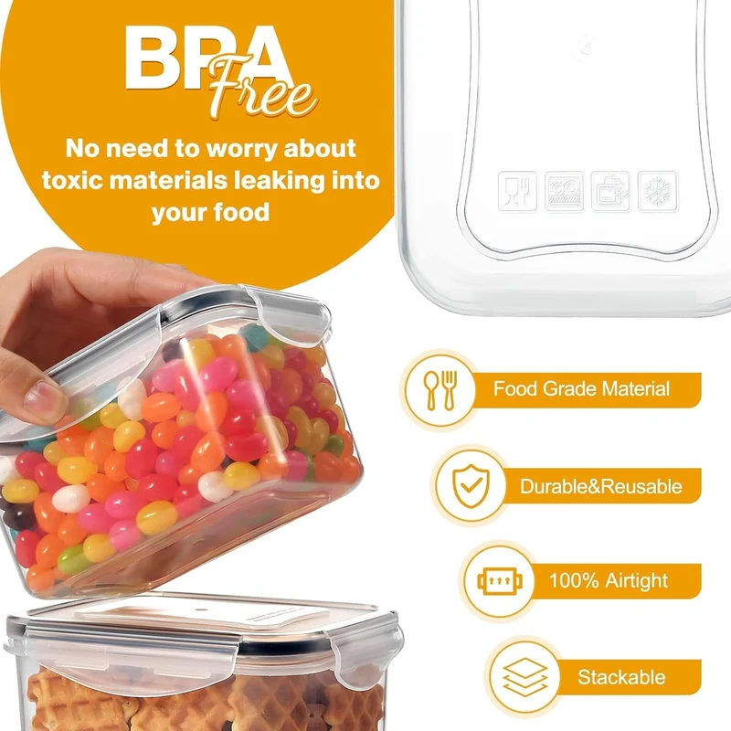 24 Boîtes Alimentaires en Plastique Sans BPA avec Couvercles