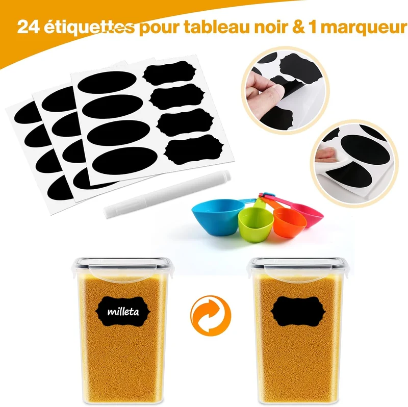24 Boîtes Alimentaires en Plastique Sans BPA avec Couvercles