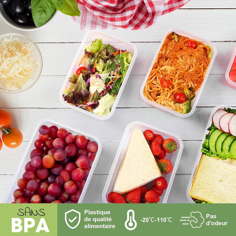 Boîte Alimentaire Set, 8 Pièces Boîtes Alimentaires Plastique Réutilisables avec Couvercles Hermétiques