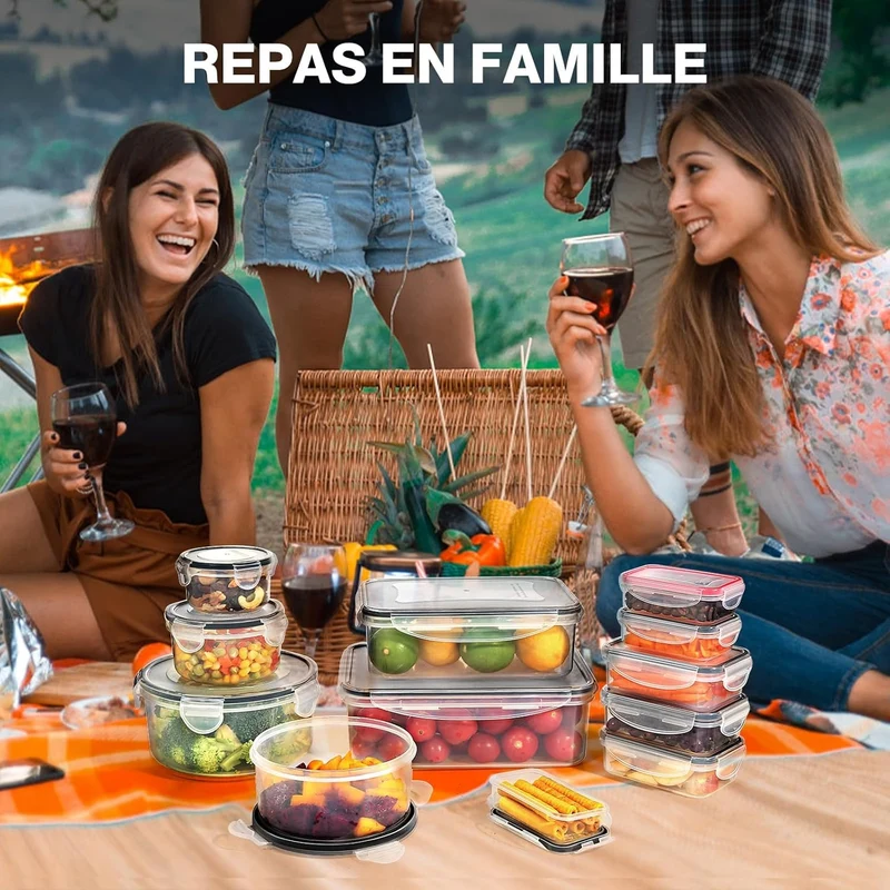Boîte Conservation Alimentaire 38 Pièces, Sans BPA Boîte Alimentaire Set