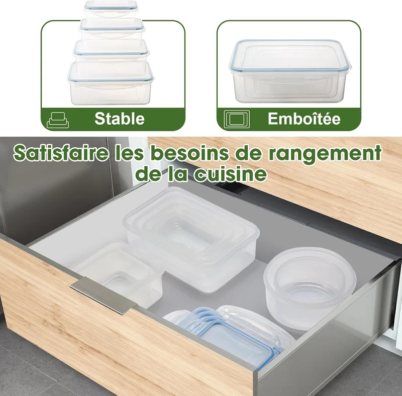 Boîte Alimentaire Set, 16 Pièces(8 récipient, 8 couvercle)