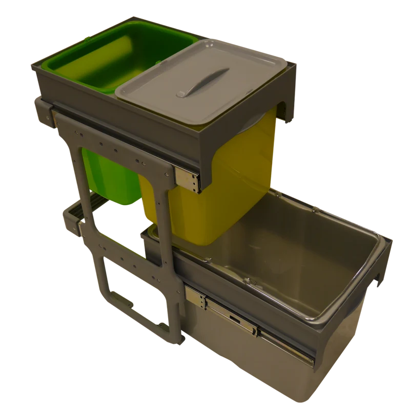Poubelle tri 3 bacs 66 L pour meuble de 400 mm