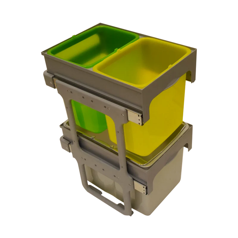 Poubelle tri 3 bacs 66 L pour meuble de 400 mm