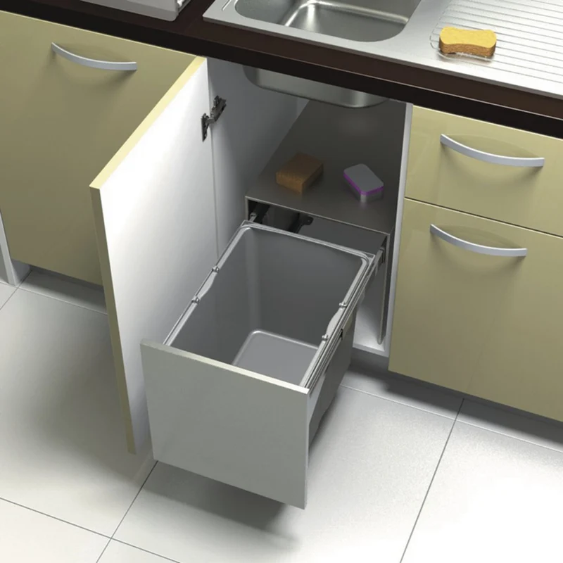 Poubelle inox 1 bac 34 L pour meuble de 450 mm