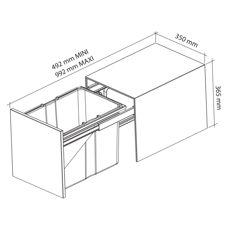 Poubelle inox 1 bac 34 L pour meuble de 450 mm