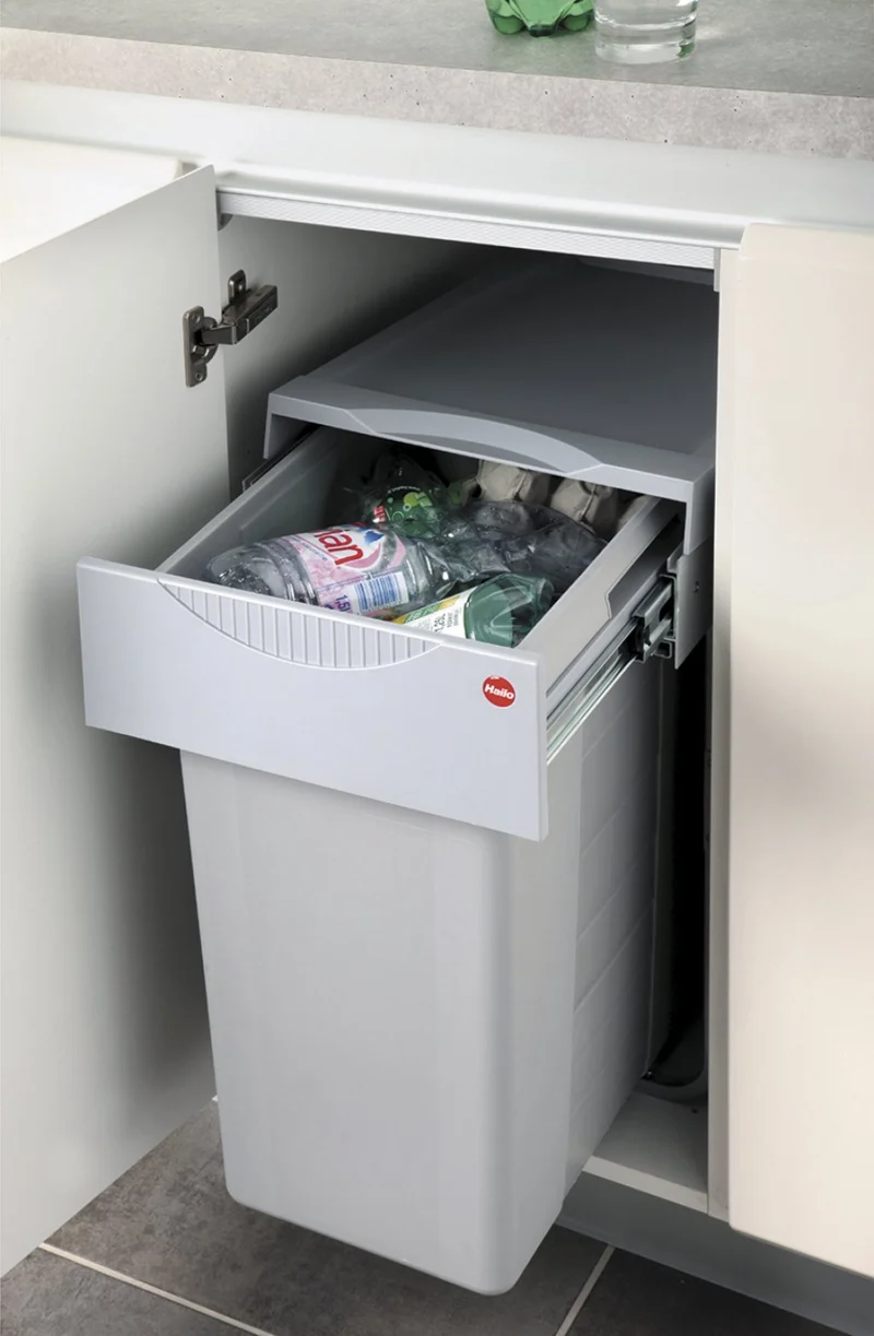 Poubelle 1 bac 40 L pour meuble de 400 mm, sortie totale