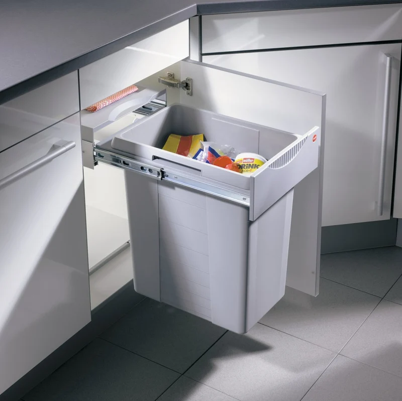 Poubelle 1 bac 40 L pour meuble de 400 mm, sortie totale