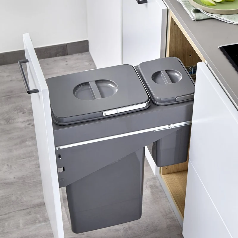 Poubelle 2 bacs 33 L pour meuble de 300 mm, SOFT