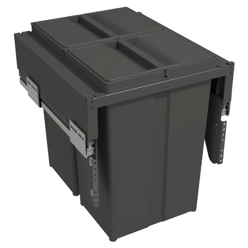 Poubelle 2 bacs 58 L pour meuble de 450 mm, SOFT