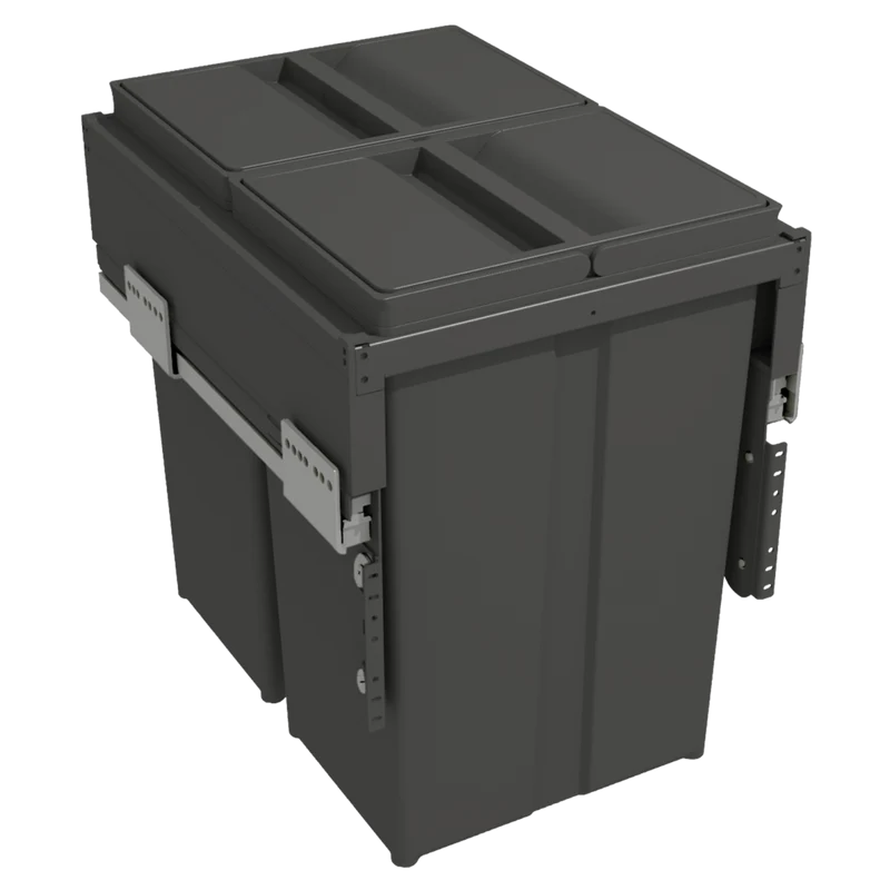 Poubelle 2 bacs 58 L pour meuble de 400 mm, SOFT