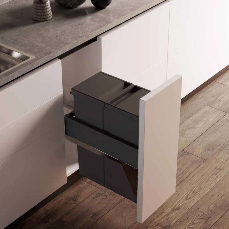 Poubelle grande capacité 1 bac 40 L pour meuble de 300 mm, SOFT