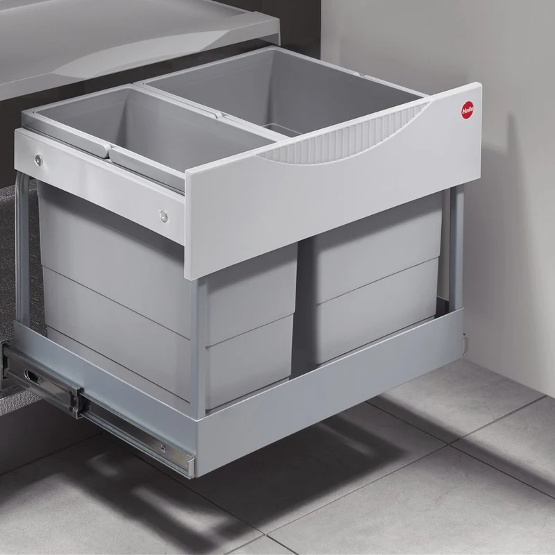 Poubelle sous-évier auto 2 bacs 30 L pour meuble de 600 mm