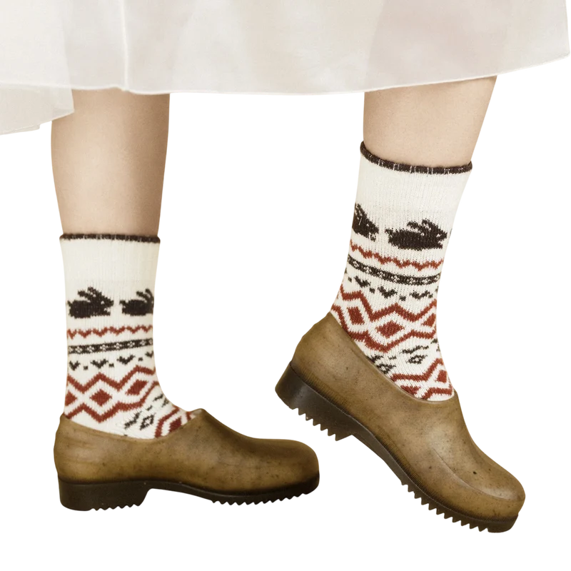 Socken Minky Bunny Fairisle Crew - Milk