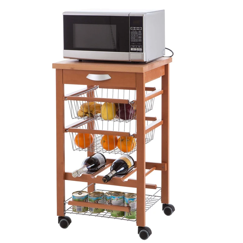 ARIT - Chariot de cuisine ARTURO, Desserte Cuisine, Desserte a Roulette, Desserte Bois - Couleur Ciliegio