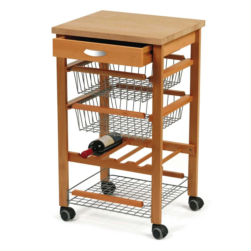ARIT - Chariot de cuisine ARTURO, Desserte Cuisine, Desserte a Roulette, Desserte Bois - Couleur Ciliegio